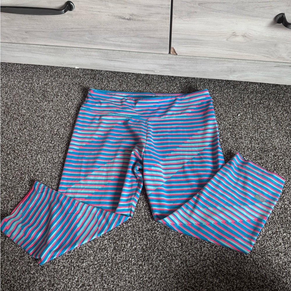 Marika Blue and Pink Striped Leggings